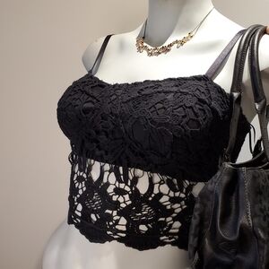 Revamped Dark Crochet Tank Top